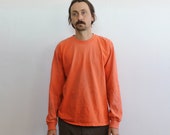 Orange Sun Faded Distressed Worker Long Sleeve Medium