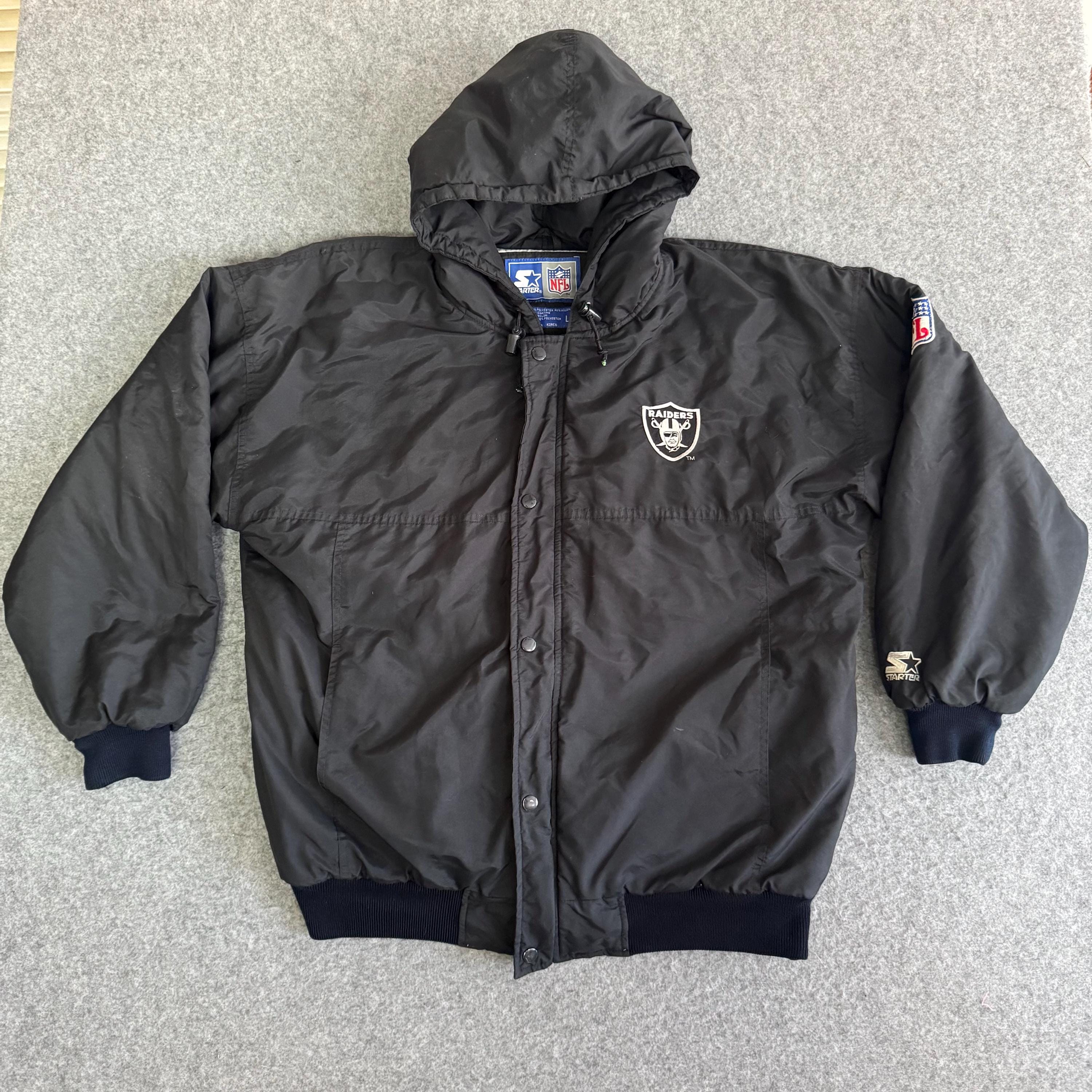 STARTER NFL オークランド・レイダース中綿アノラックパーカー着脱フード STARTER NFL RAIDERS アノラックパーカー 刺繍ロゴ 買うスポーツ