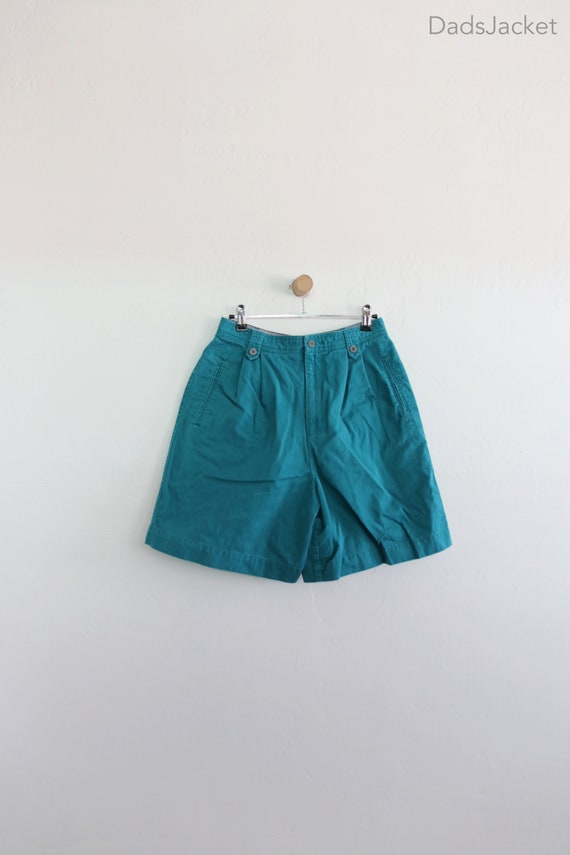 90s LizSport Claiborne Teal Pleated Shorts Womens 