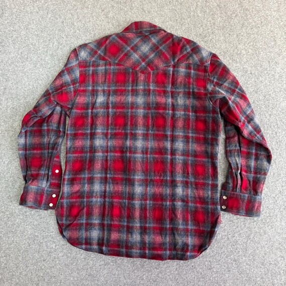 80s Pendleton Blue Grey Shadow Plaid Loop Collar … - image 8