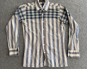 Geruite westernblouse met lange mouwen en knoopsluiting uit de jaren 70, maat S