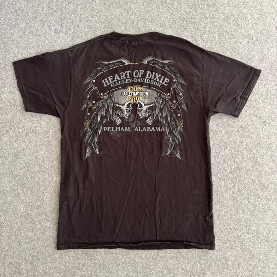Harley Davidson Skull Angel Wings Black y2k Medium - image 7