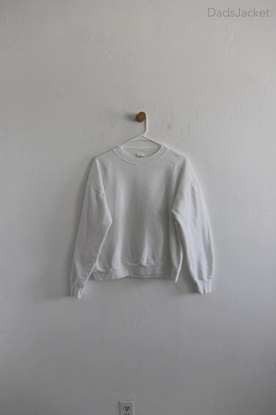 White Cotton Blank 80s Sweatshirt Large