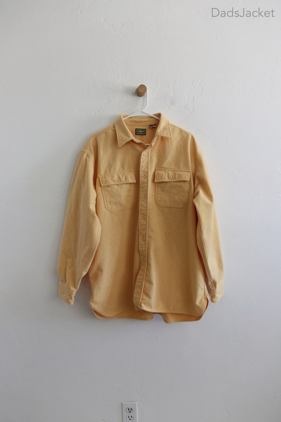 LL Bean Chamois Light Yellow Flannel Long Sleeve X