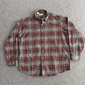 LL Bean 90s Plaid Flannel Button Shirt Large