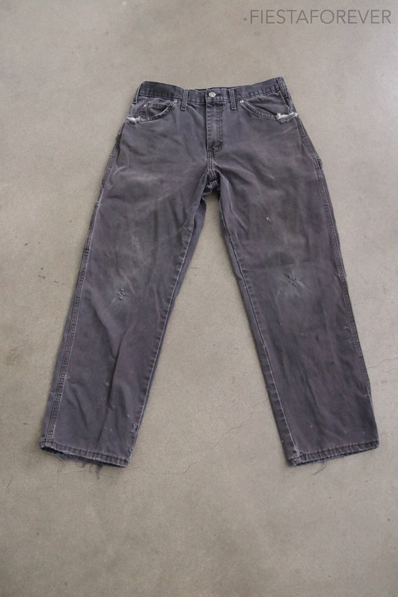 Canvas Dickies Distressed Black Purplish Pants 32