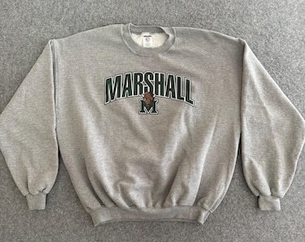 Sudadera gris jaspeada de la Universidad Marshall, talla 2XL