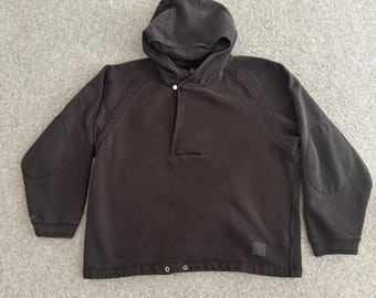 Sudadera Calvin Klein estilo años 90, negra, desteñida, corta, holgada, talla grande.