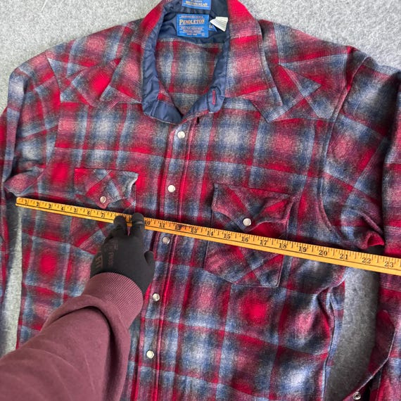 80s Pendleton Blue Grey Shadow Plaid Loop Collar … - image 3