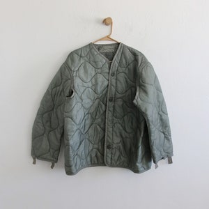 Sage Green Military Liner Jacket with Buttons Medium