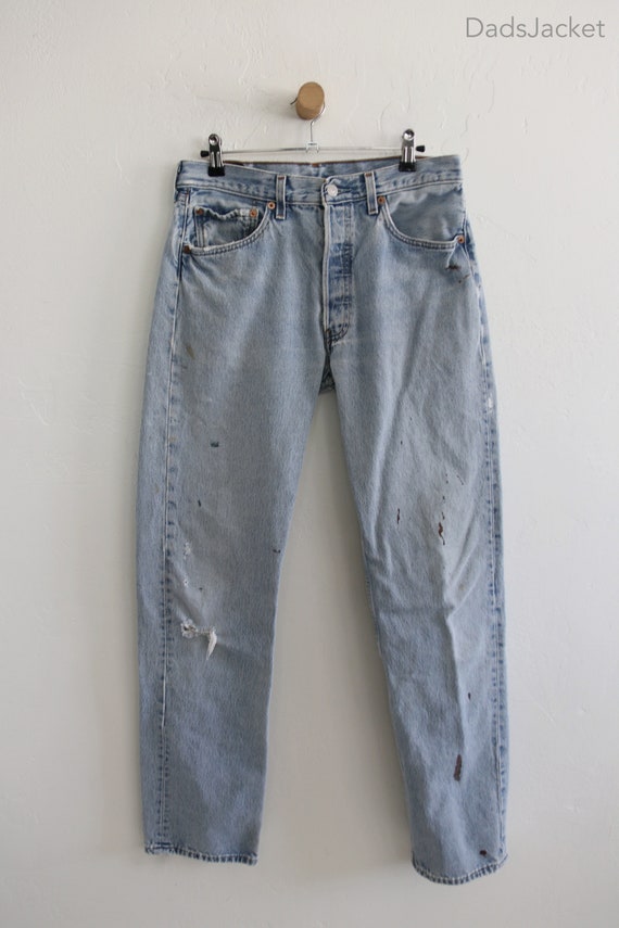 Levis 501 Light Wash Denim Button Fly Jeans 30 x … - image 2