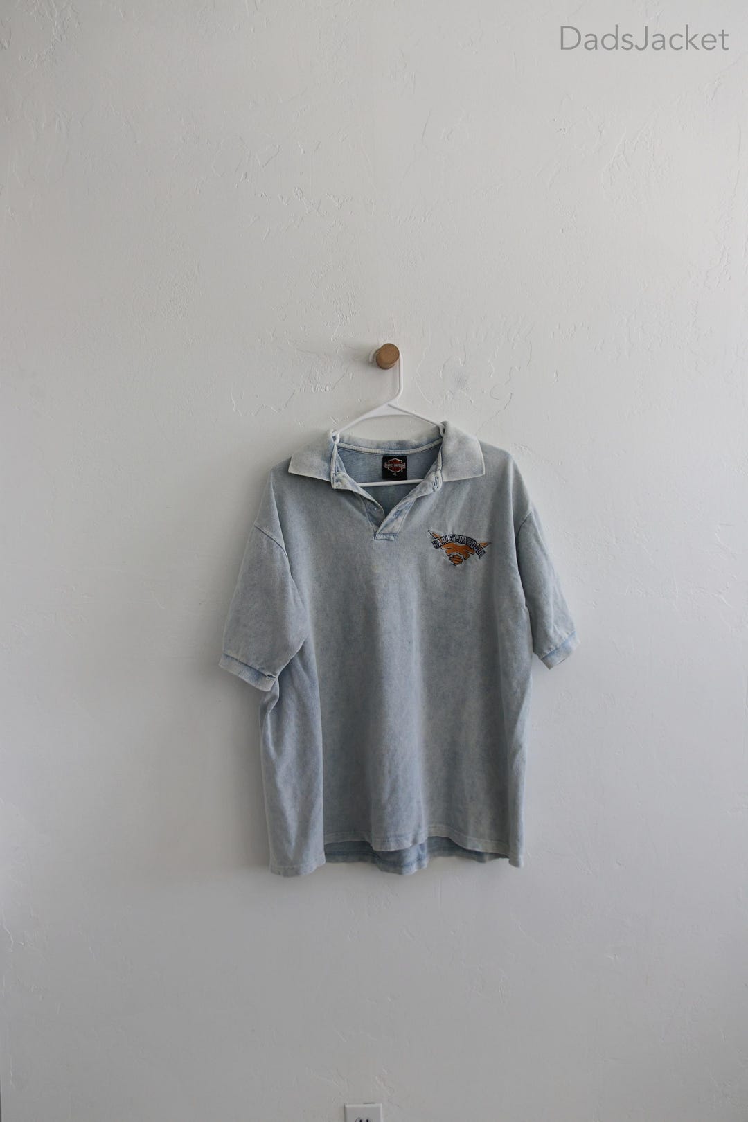 トップス HARLEY DAVIDSON 90s Over Polo Shirt VTG 90s Black Striped Texture HARLEY DAVIDSON Collared Polo