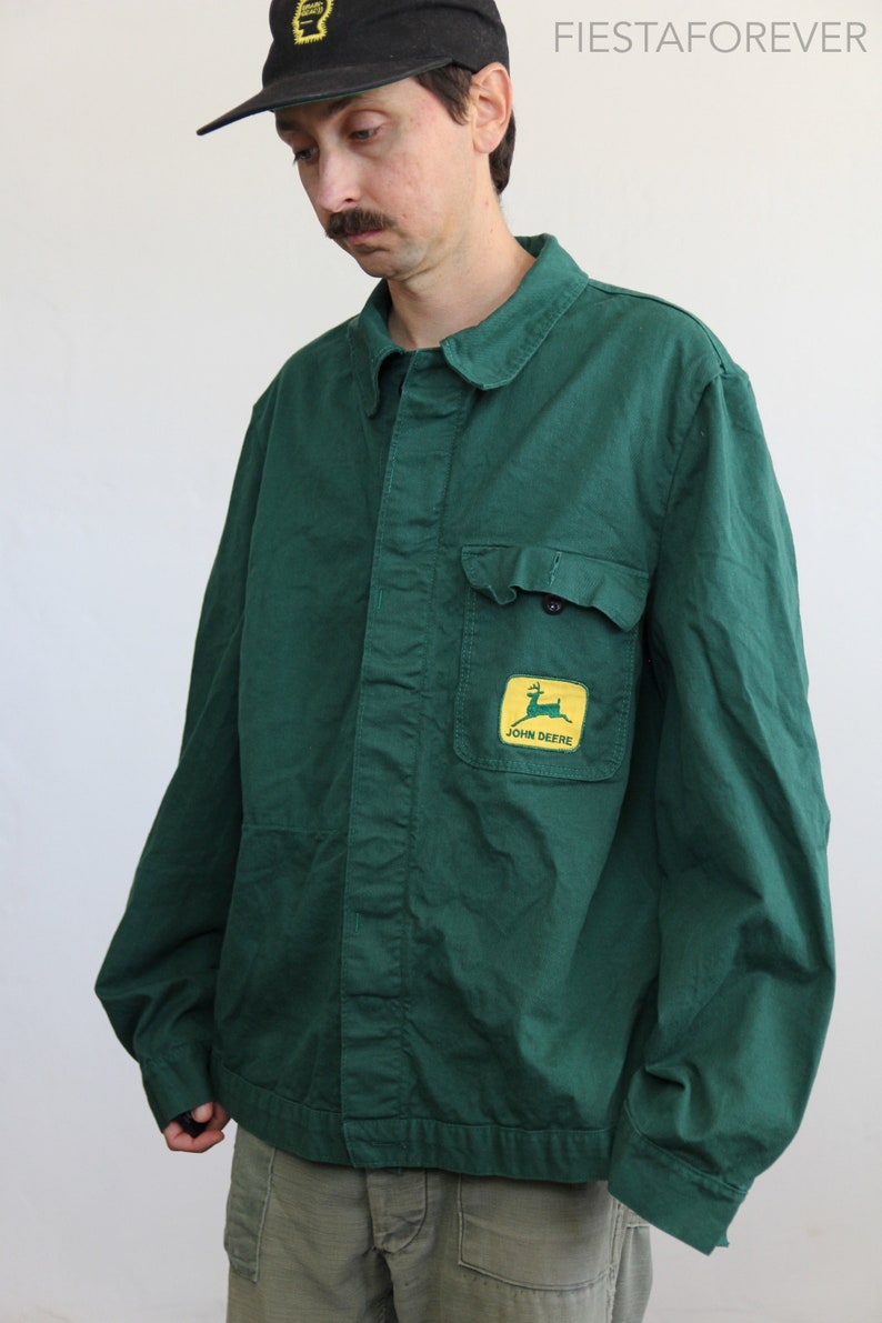 John Deer 70s Mechanic Farmer Forest Green Chore Jacket Large