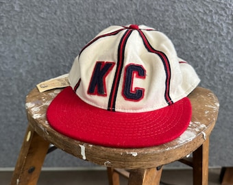 Ebbets veldflanel Kansas City Monarchs 1942 vintage getailleerde balpet groen satijnen rand NWT maat 7 1/8
