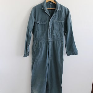 Vintage Montgomery Ward Power House Teal Denim Work Coveralls 44