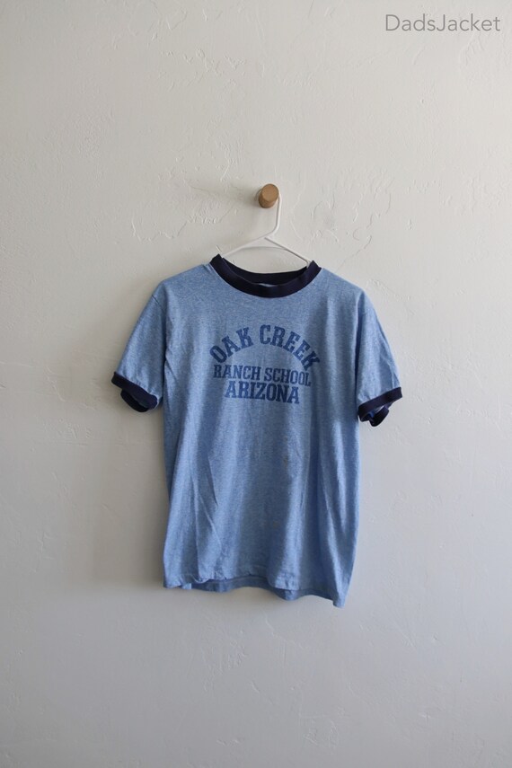 70s Oak Creek Ranch School Arizona Ringer Blue Heathe… Gem