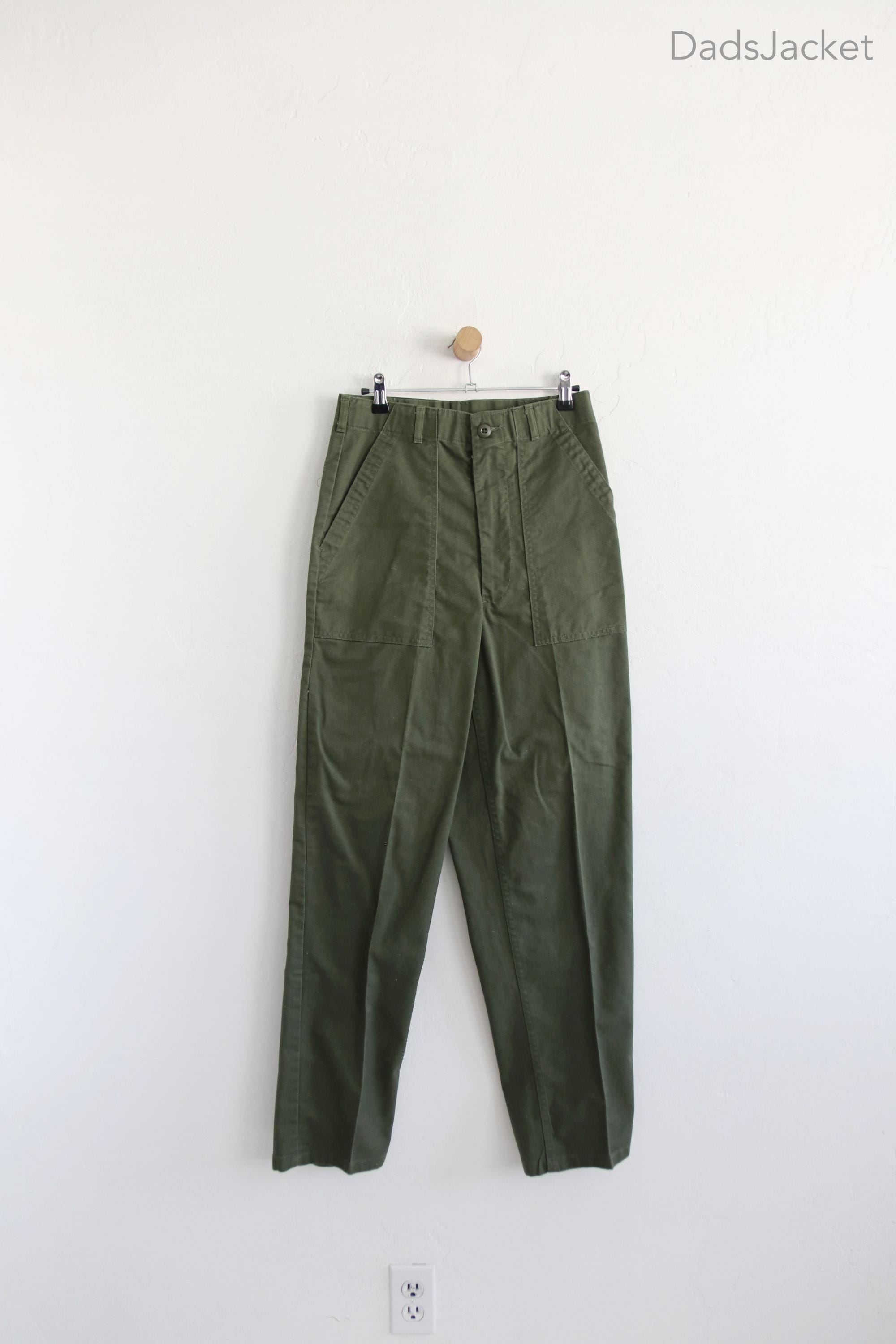 Army Fatigue High Waist Zip Poly OG 507 Pants 27 X