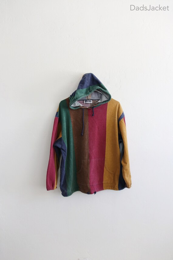 Colorblock 90s Hoodie Pullover Shirt Large - image 1