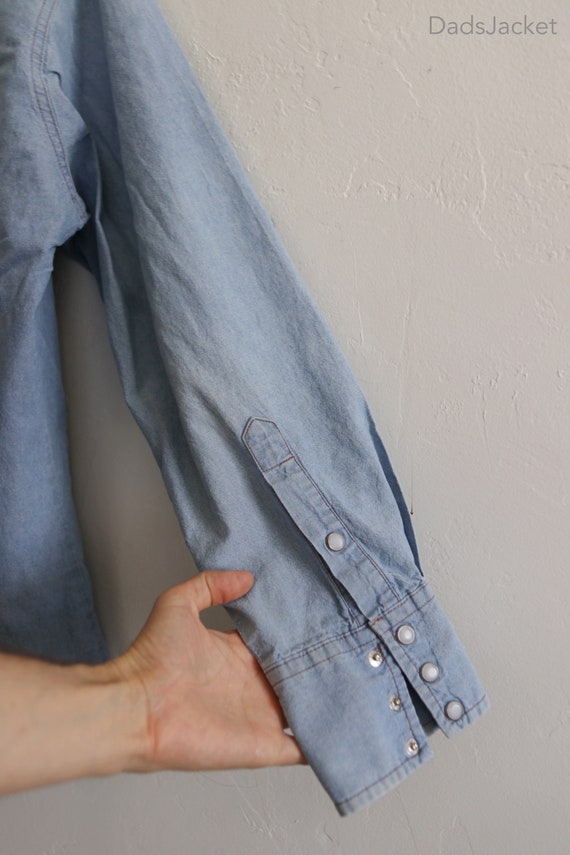 Denim Wrangler Chambray Long Sleeve Shirt Large - image 8