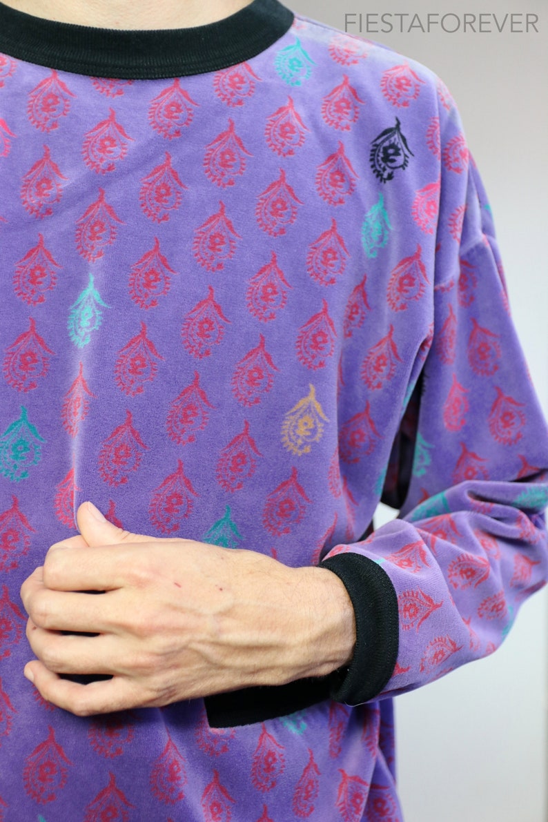 Purple Micro Fleece Paisley Sweater Small
