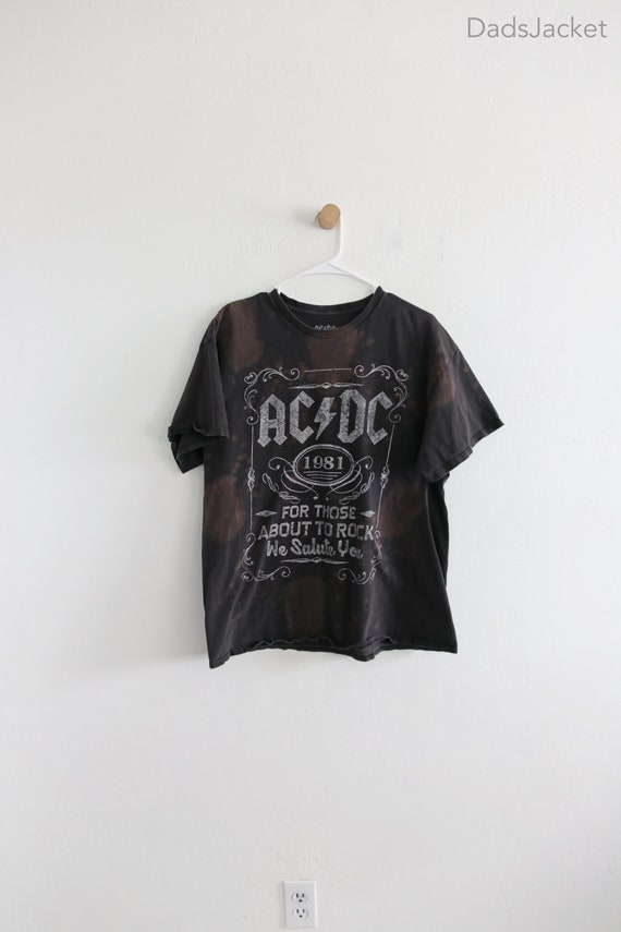 AC/DC Distressed Bleached Band Tee Reprint XL