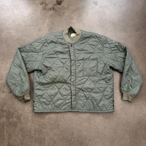 Green Military Liner Jacket Snap Crop 70s Vintage XL