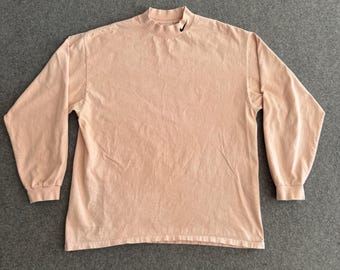 Chemise à manches longues Nike à col montant brodé rose pastel des années 90, fabriquée aux États-Unis, XL