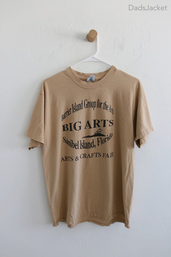 80s Hanes Single Stitch Tan Beige Earth Tone Art and Crafts Fair Tee  Florida Large 