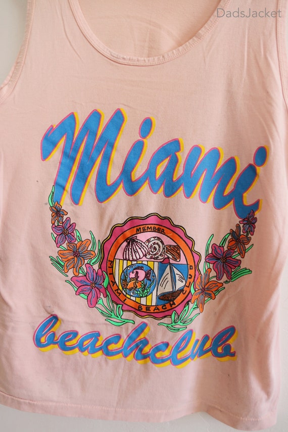 80s Miami Beach Club Pastel Tank Top Tee Large - image 4