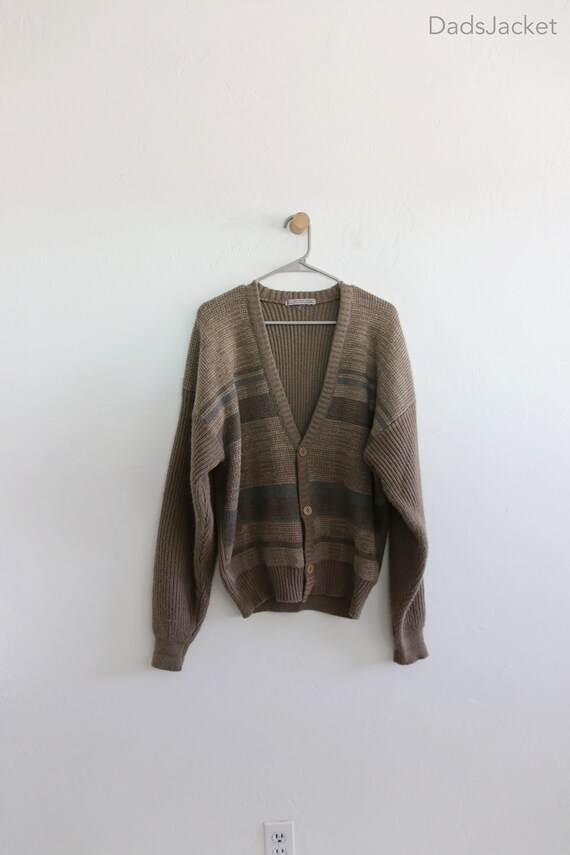 Striped Wool Union Bay Brown Cardigan Large