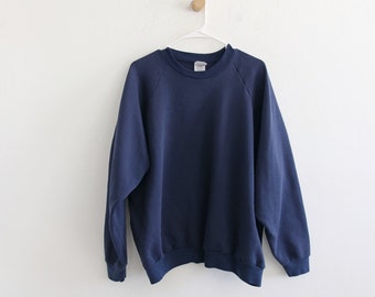 90s Fruit Loom Navy Blue Raglan Sweatshirt Large