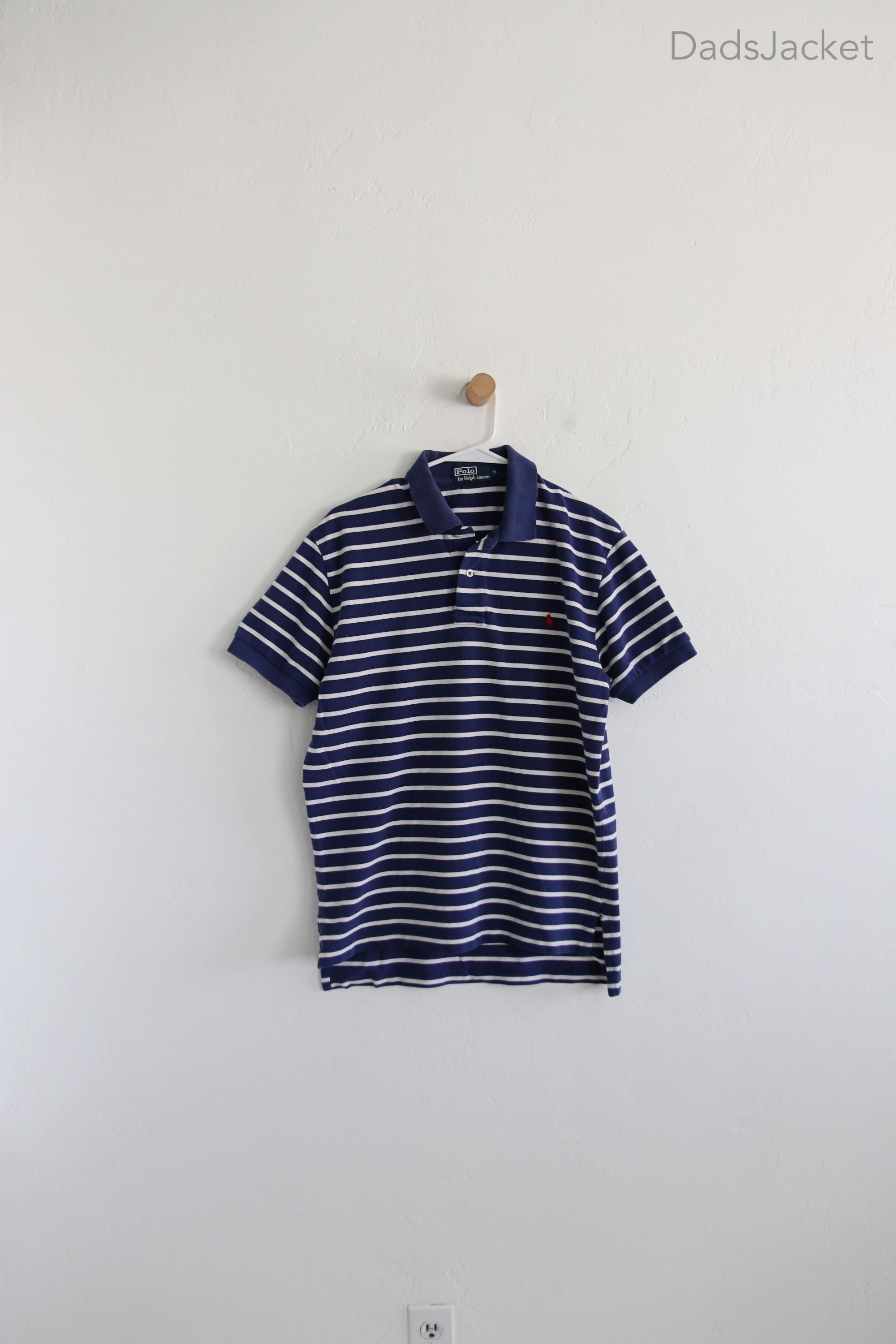 POLORALPH LAUREN ネイビー ポロシャツ Australia Polo Ralph Lauren Navy Blue 90s Striped Polo Shirt Medium - Etsy