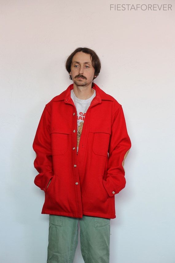 Red Woolrich Wool Pocket Hunting Jacket Oversized 
