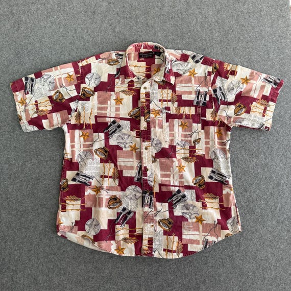 Traveler Pentogram Patterned Button Short Sleeve … - image 1