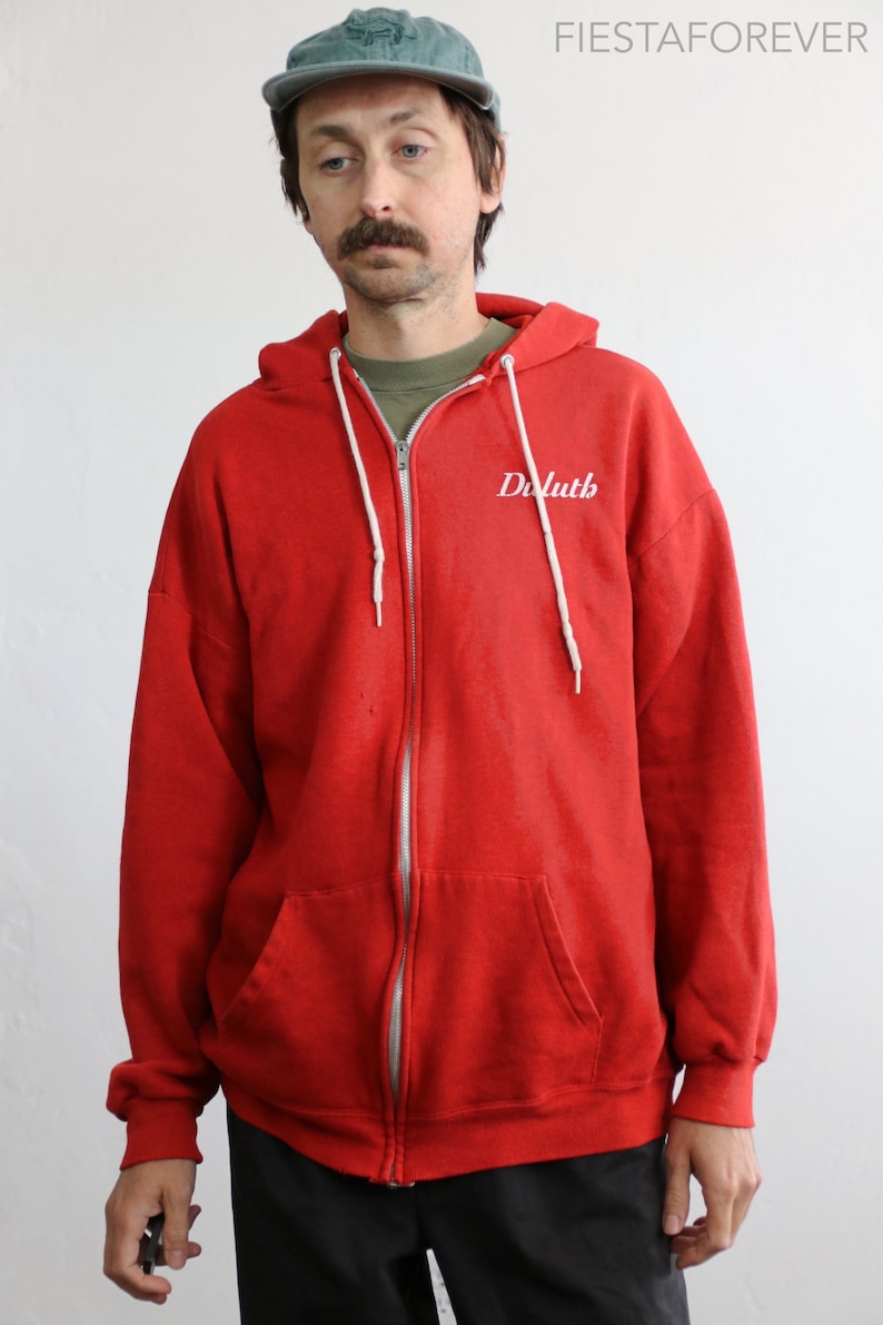 70s Burn/'t Orange Duluth The Boss Zip Hoodie Sweatshirt XL