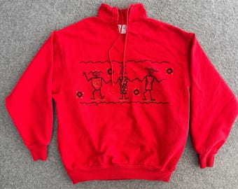 Pull à cordon de serrage art tribal des années 90 à col cheminée, moyen