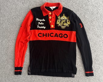 Chicago Polo Bicycle Society merinowol kettingsteek geborduurd fietsshirt shirt Earth Wind Rider Small