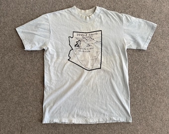Grand Canyon Vintage 80s Marathon Single Stitch Tee Pastel Blue Hanes Beefy T Tag Small