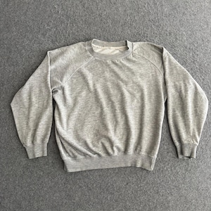 Jaren 80 grijze gemêleerde raglan sportieve sweater maat Large