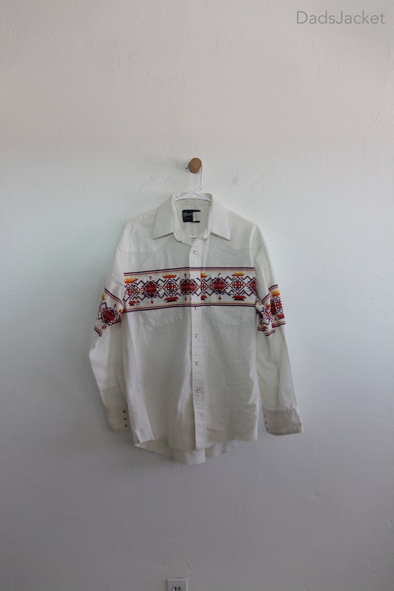 Wrangler Western Tribal Rodeo 90s Long Sleeve Snap