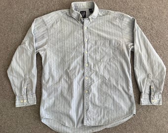 GAP gestreept blauw overhemd met lange mouwen uit de jaren 90, maat Large