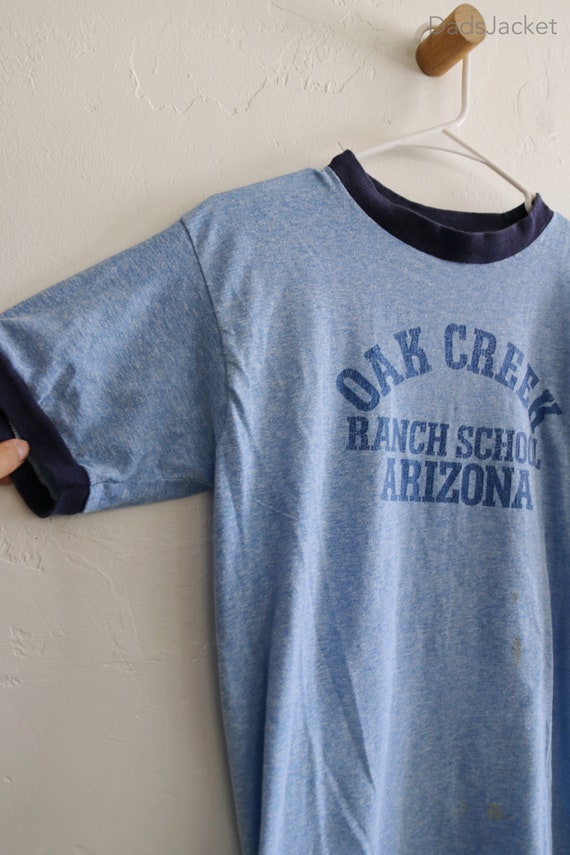 70s Oak Creek Ranch School Arizona Ringer Blue Heathe… Gem
