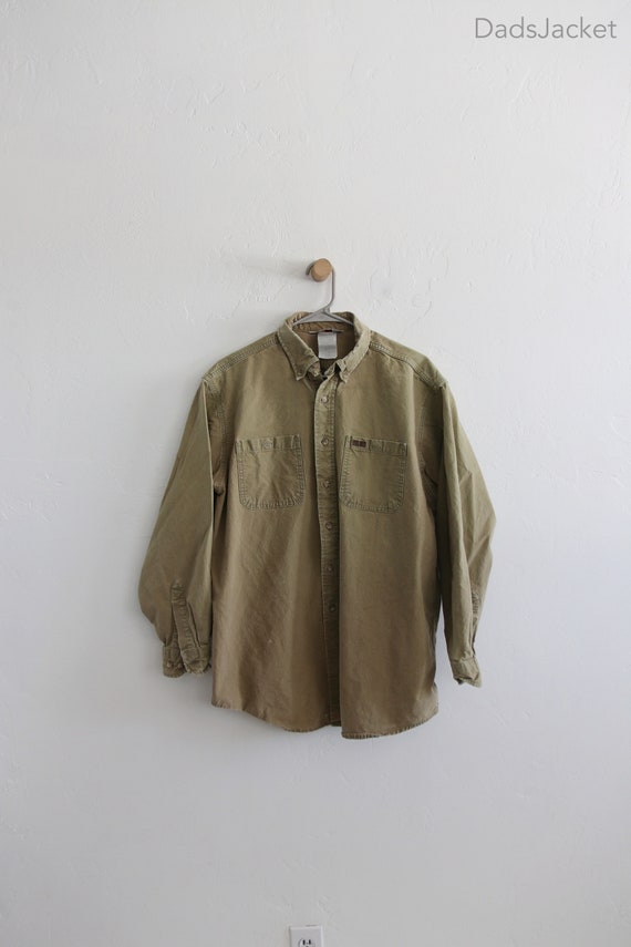 Carhartt Beige Brown Long Sleeve Button Shirt XL