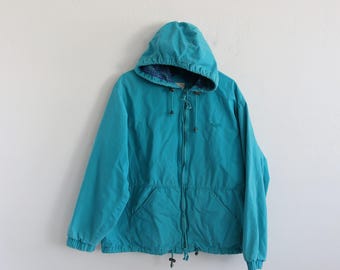 Parka Teal 80s Windbreaker Jaqueta Feminina XL