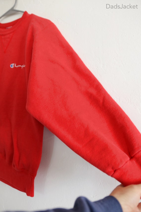 Red Champion Blank Reverse Weave Sweatshirt Medium - image 5