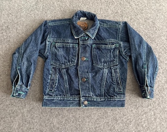 Veste en jean vintage unie à poches pour enfant