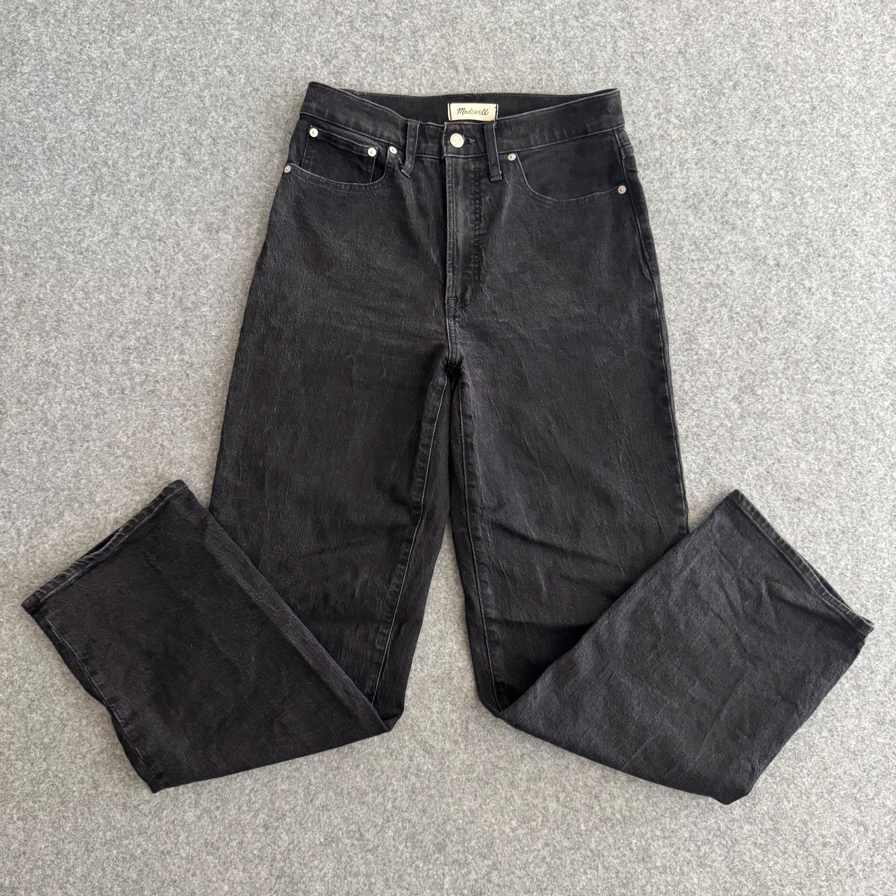 Madewell Black Denim Wide Leg Jean Pant 28T - Etsy