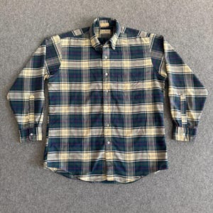 LL Bean 90s Plaid Linen Flannel Button Shirt XL