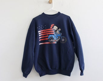 Sweat-shirt Betty Boop avec drapeau des États-Unis de l'an 2000 grand