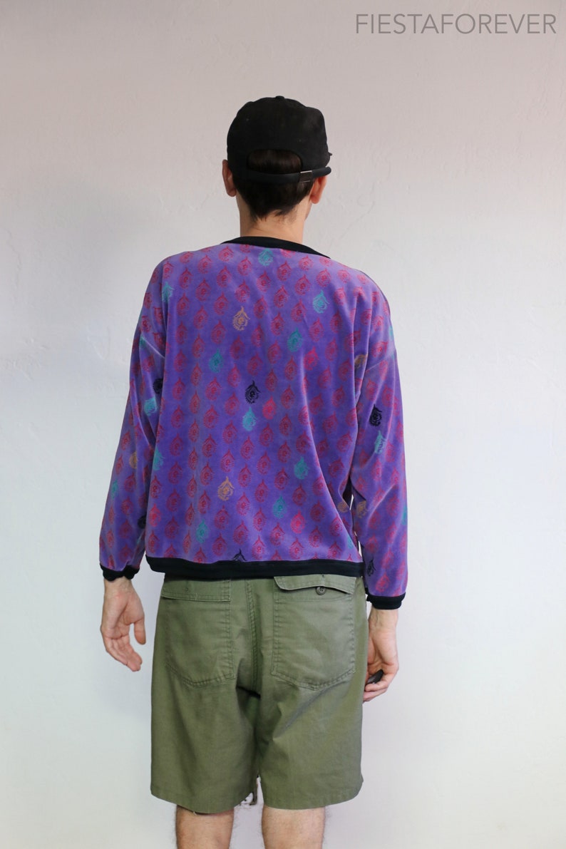 Purple Micro Fleece Paisley Sweater Small